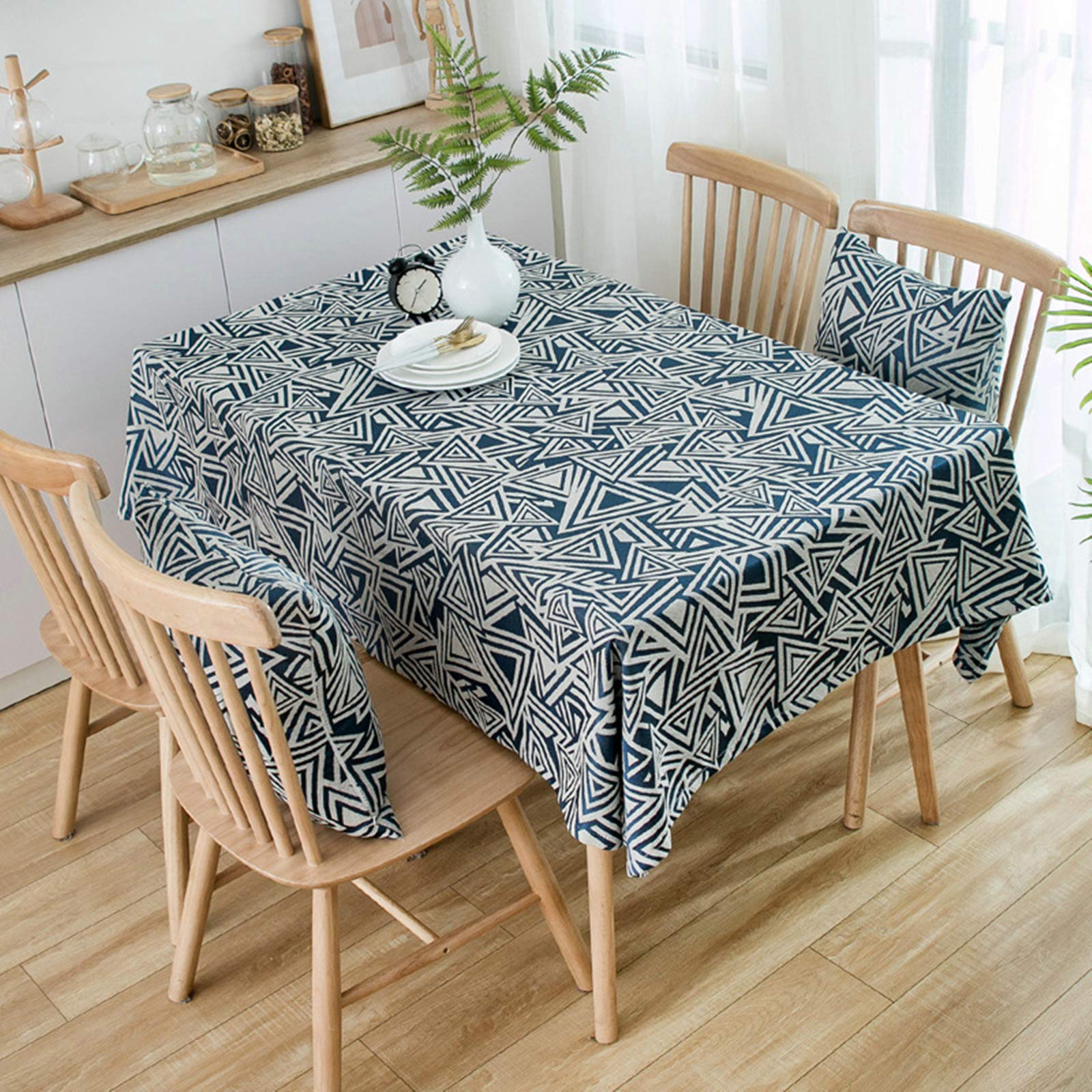 Nappe motif géométrique 130x200 nappe polyester moderne marine