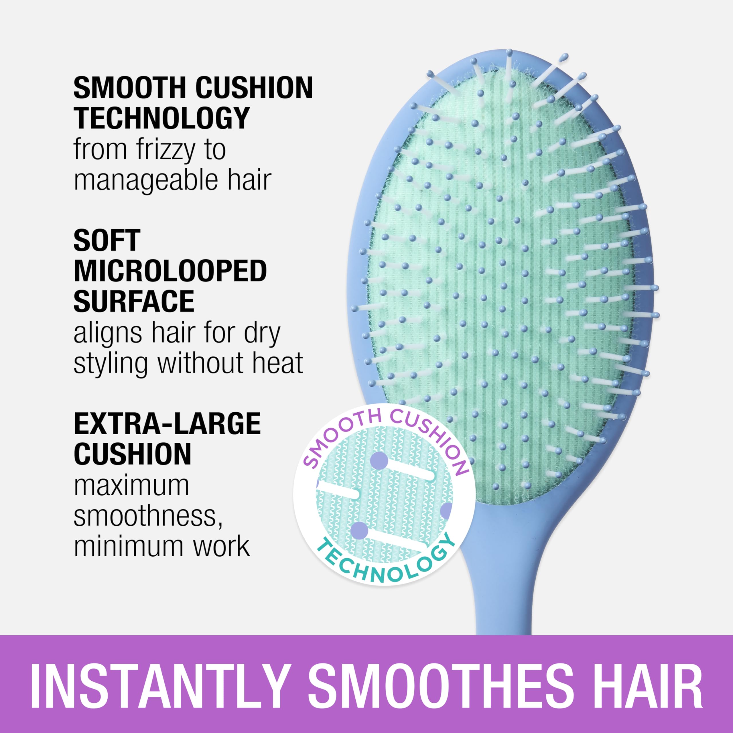 Conair No Frizz Days XL gładka poduszka szczotka do włosów - szczotka do rozczesywania włosów - szczotka do włosów - zmniejsza puszenie się włosów