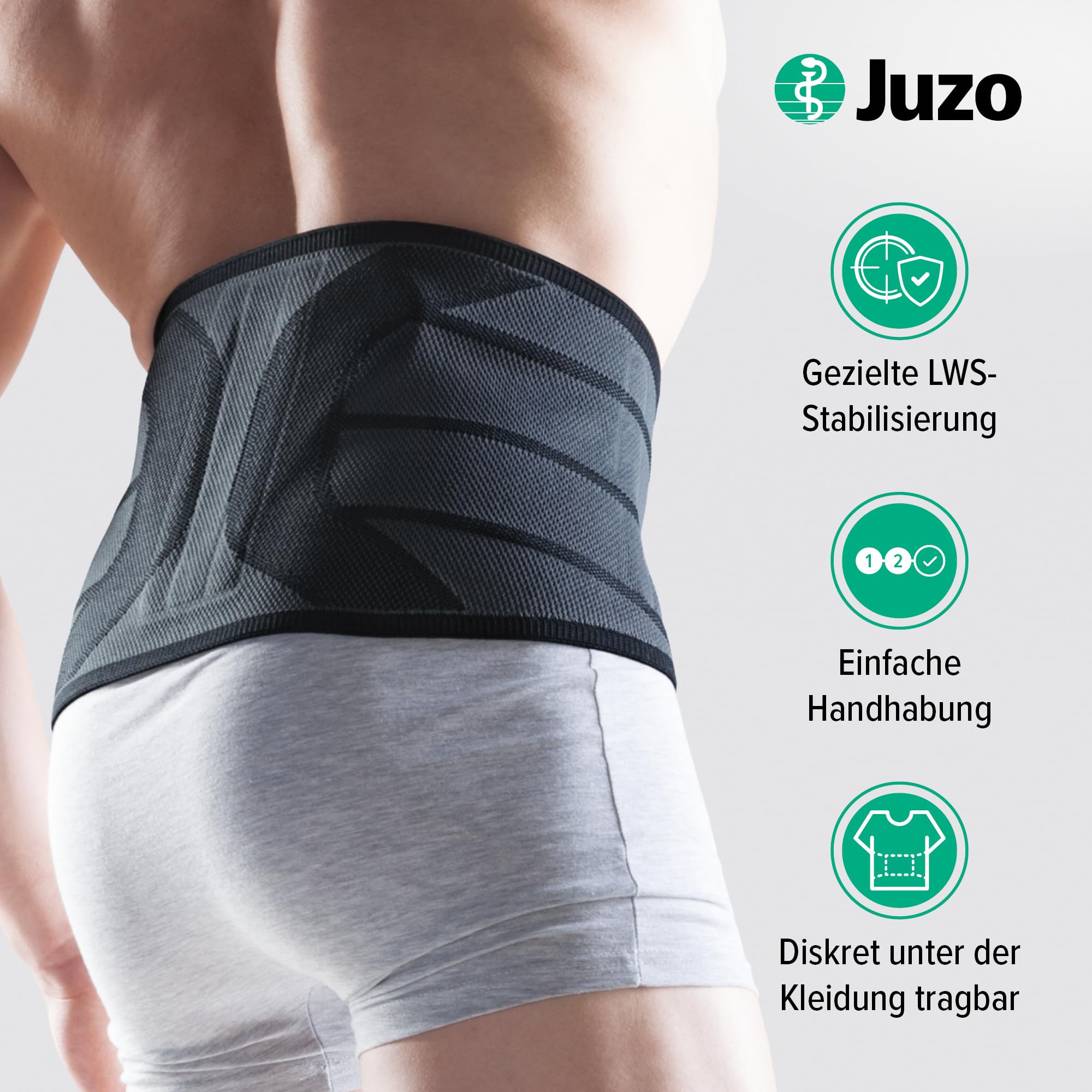 JuzoPro Lumbal Xtec Rückenorthese gerade, Lumbalstützorthese, Rückenstützgürtel mit Kreuzbeinpelotte für Lendenwirbelsäule (LWS), bei Rückenschmerzen, & Bandscheibenproblemen, Herren & Damen