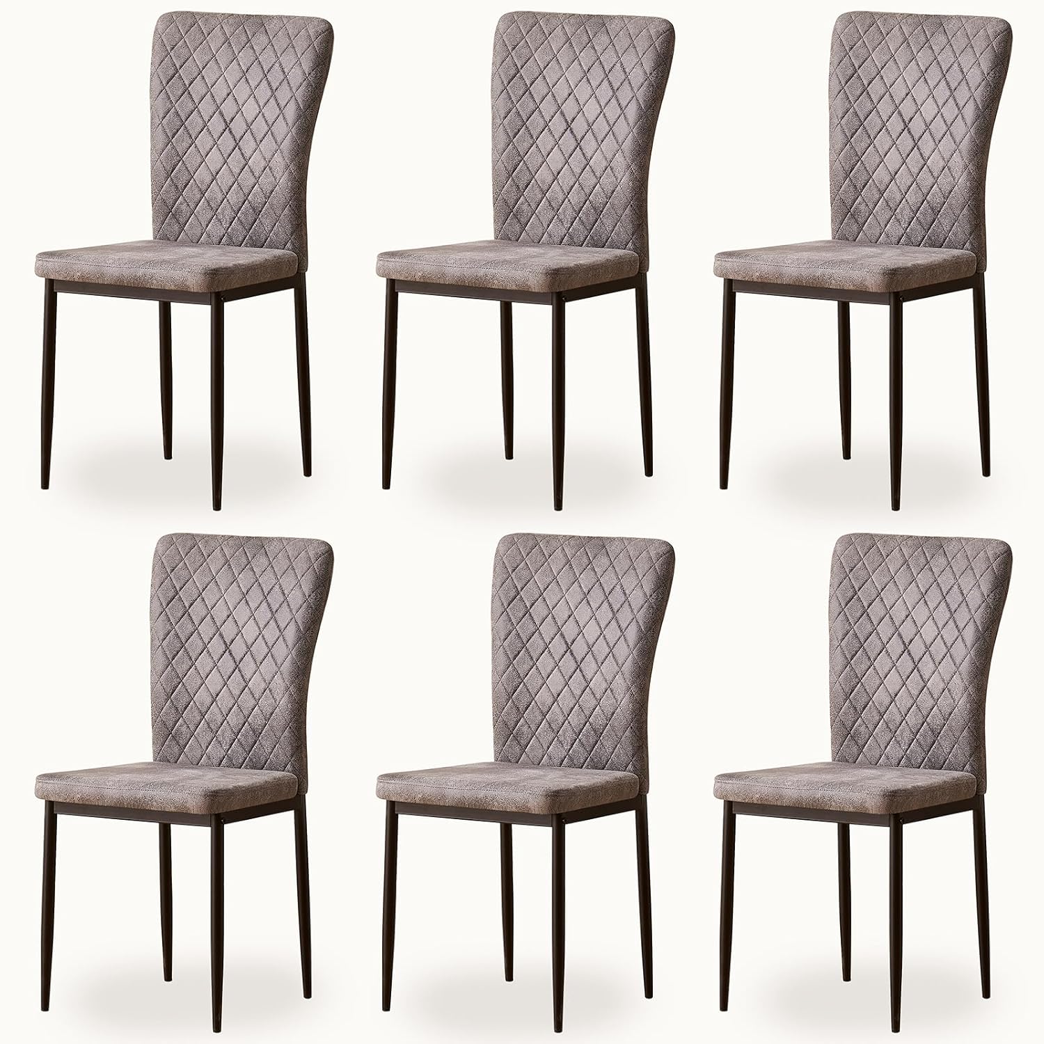 AINPECCA Suede Light Grey Dining Chairs Set of 6 Modern Armless High