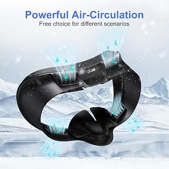 STARTRC GAMES Facial Interface Cooling Fan for Meta Quest 3S Accessories, Soft PU Leather & Ice Silk Cotton Face Pad Compatible with Oculus Quest 3S, Adjustable Fan to Relieve Lens Fogging (3 Speeds)
