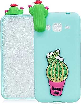xifanzi Funda para Samsung Galaxy J3 (2015&2016) Case para m?vil en TPU Silicona Carcasa Transparente Soft Caramelo Case Cover Funda Candy 3D Cactus Dise?o Creativo para Samsung Galaxy J3/J310
