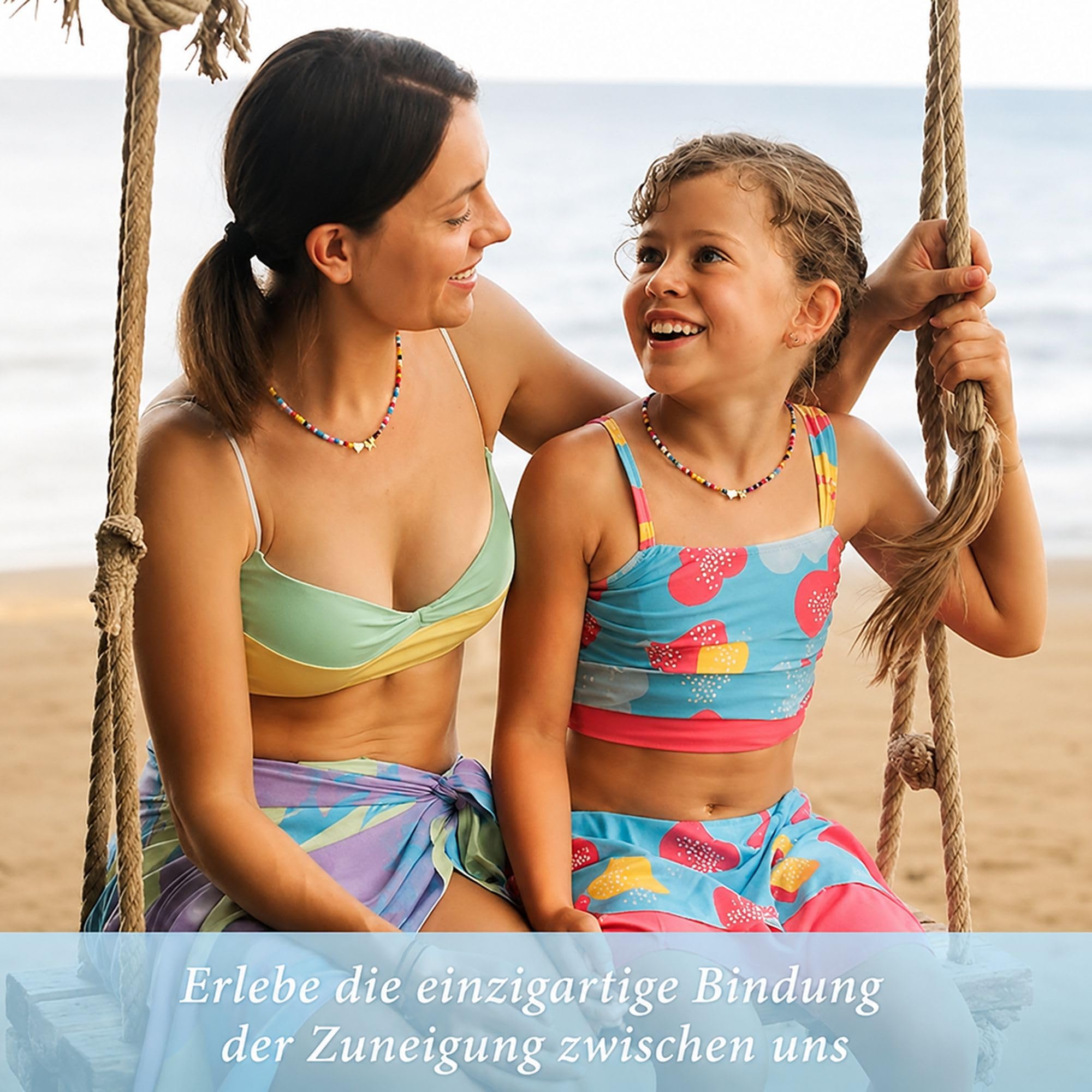 Turandoss Herz Kette mit Buchstaben - Boho Perlen Buchstaben Kette Herz Personalisierte Geschenk für Frauen Muttertag Teenager Mädchen Schmuck
