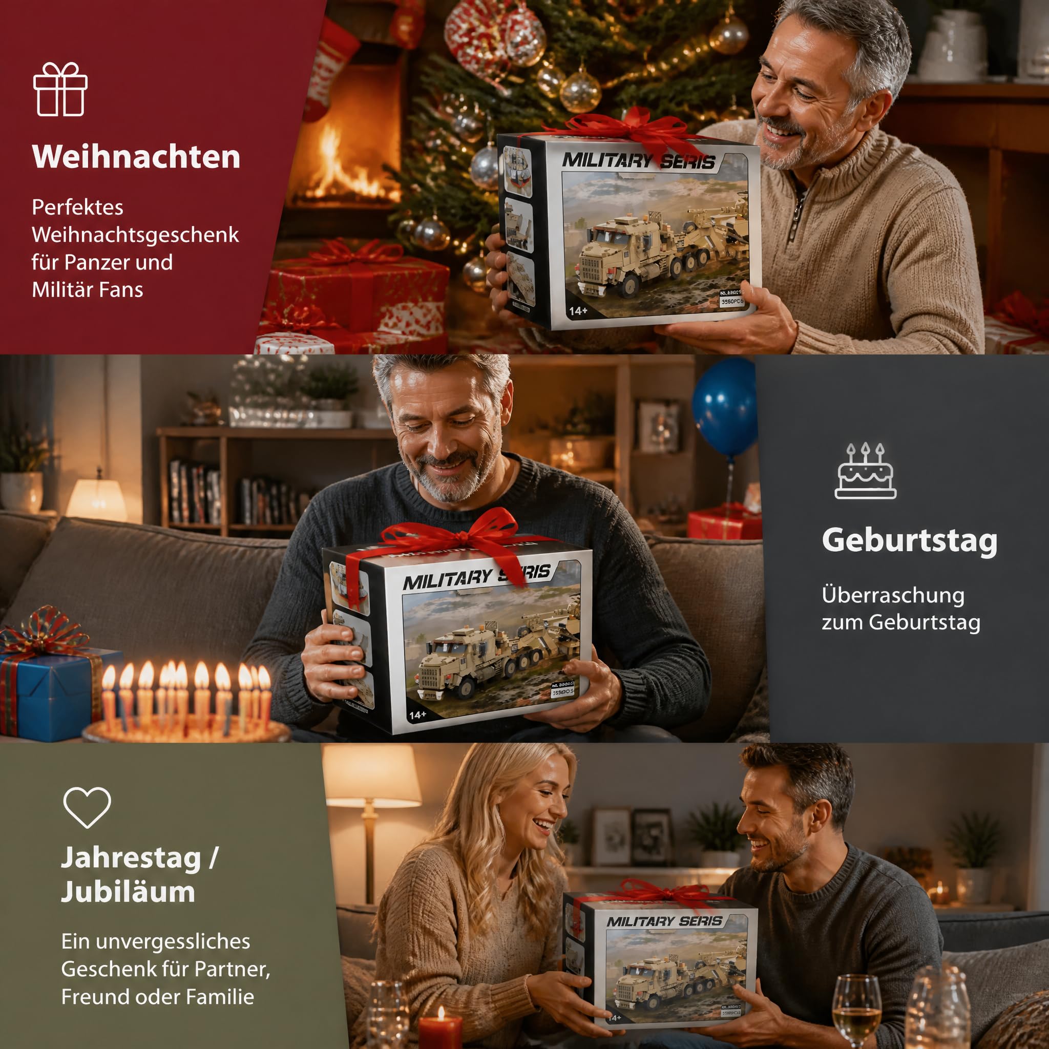 Klemmbausteine Panzer und Transportfahrzeug Set für Erwachsene | 3482 Teile WW2 Militär Modell Geschenkbox | Sammlerstücke Geeignet für Schlafzimmer und Arbeitszimmer