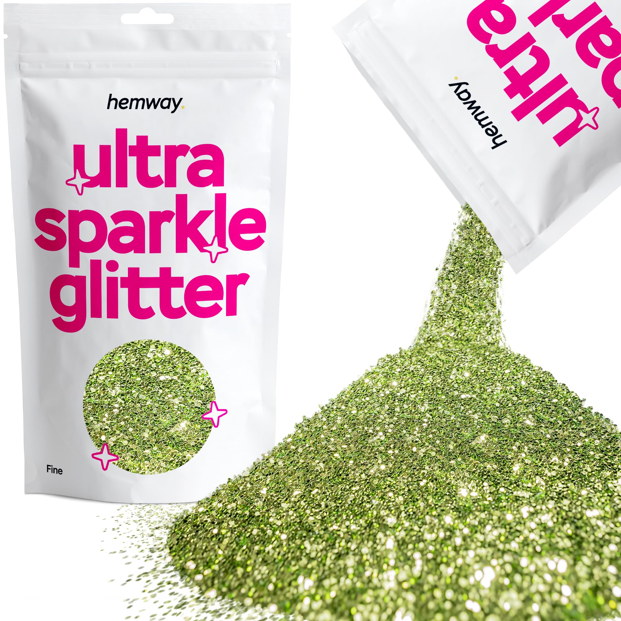 Hemway Ultra Sparkle Glitter Baby Pink Iridescent 100g Fine | Glitter for Arts & Craft, Makeup, Nail Art, Crafting, Card Making, Sparkle Decoration — view 224