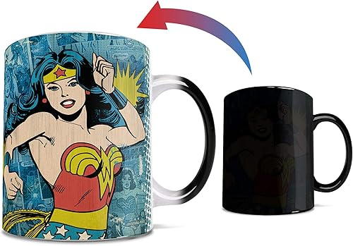 Morphing Mugs DC Comics - Mujer Maravilla - Logotipo retro - Una taza de cerámica sensible al calor que cambia de color de 11 onzas Imagen revelada