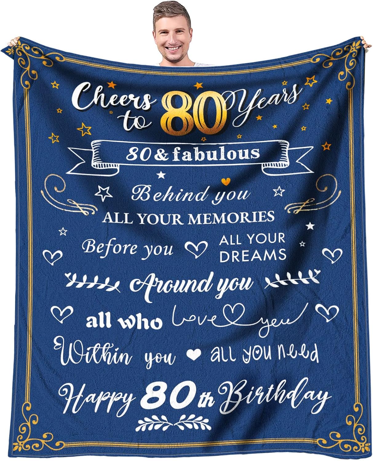 80th Birthday Gifts for Men Blanket, 80 Year Old Birthday Gifts for Dad or Grandpa