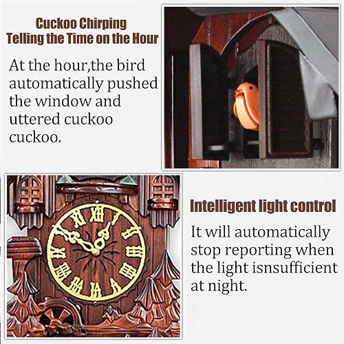 Miniatura 3 de Reloj de pared, relojes de cuco, relojes de cuco para pared, reloj de pared de cuco de madera maciza, reloj de pájaro para decoración del hogar,