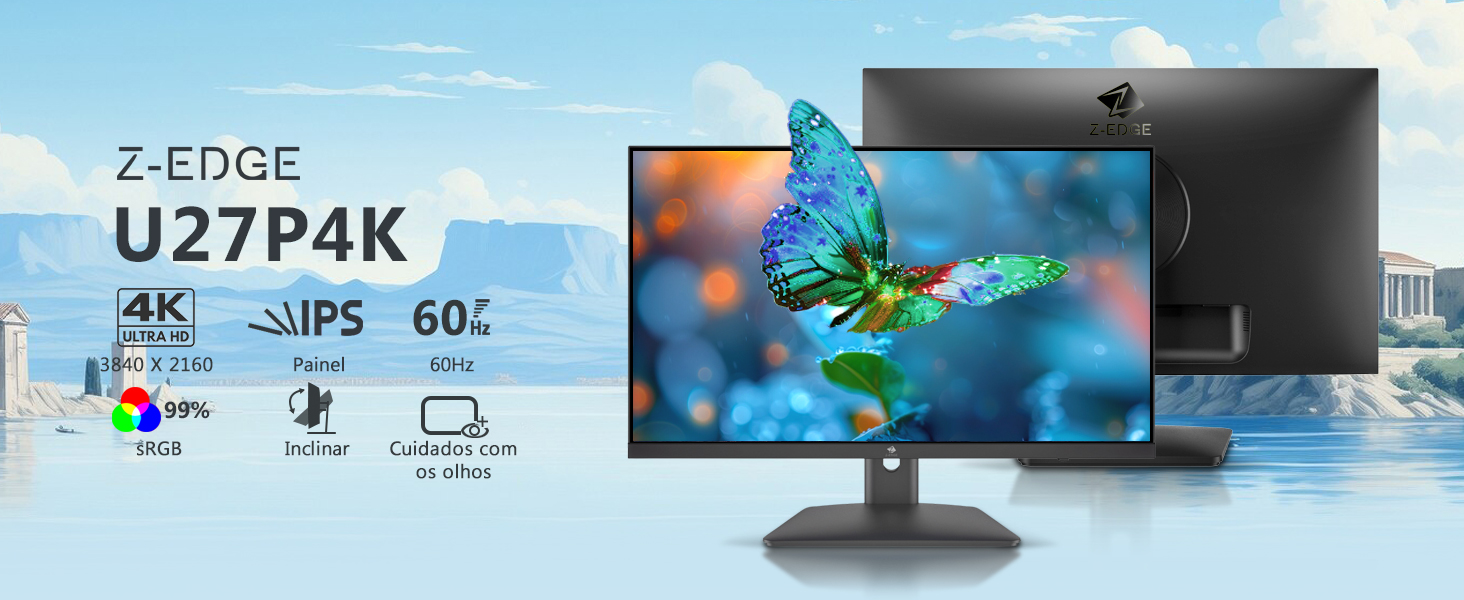 Monitor 4K 27 polegadas Z-Edge, IPS Ultra HD 3840x2160, 60 Hz