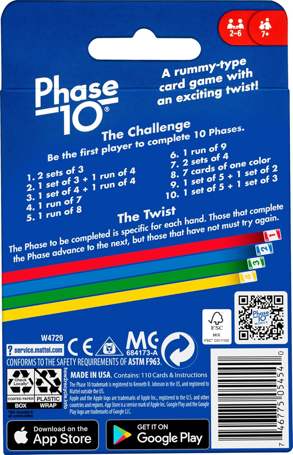 Mattel Games Phase 10 Card Game with 108 Cards, Great Game for Kids, Family or Adult Game Night, Ages 7 Years and Older