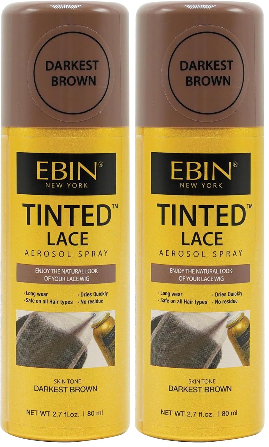 Spray - Medium Brown 2.7fl.oz/80ml | Seamless Lace Blending, Quick-Dry Formula, Natural Finish for Lace Front Wigs (Pack of 2)