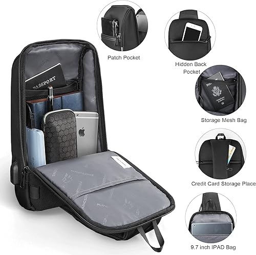 Miniatura 2 de Kingsons Mini bolsa de senderismo para hombres, bolsa de hombro cruzada impermeable para viaje, pequeña mochila antirrobo, bolsa de campamento para