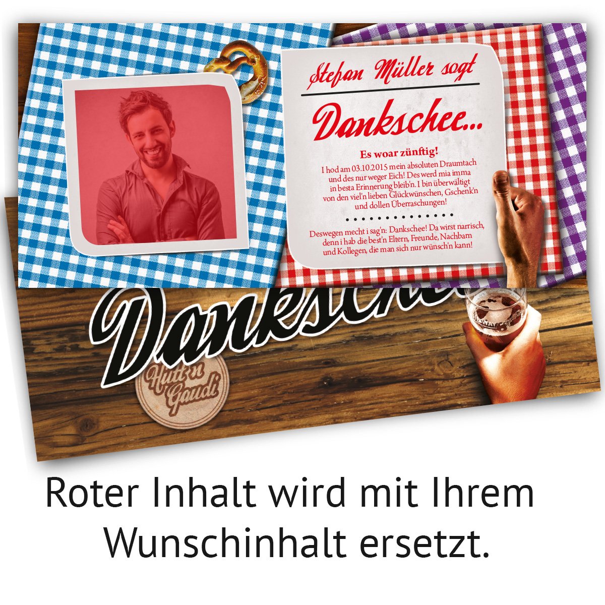 Danksagungskarten (80 Stück) Hütt'n Gaudi Danksagung Danke Karte Bayern Oktoberfest