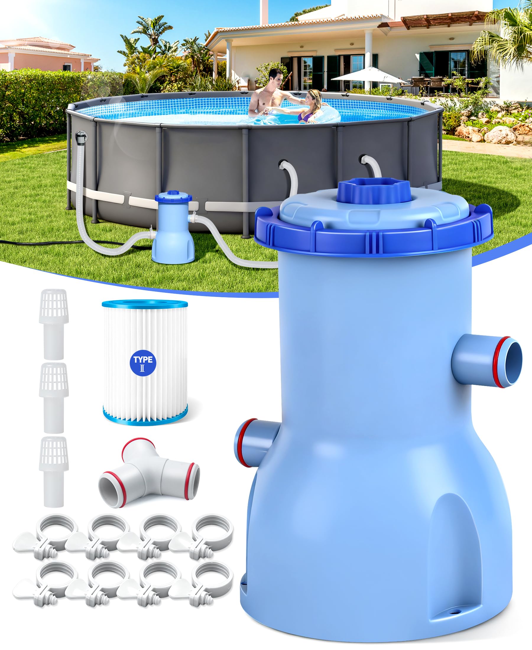 Photo 1 of LuxBlue 530 GPH Small Pool Filter Pump for Above Ground Pools