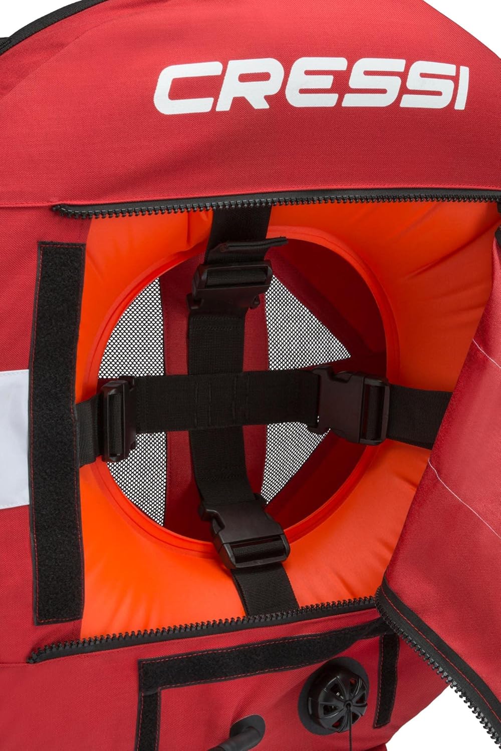 Cressi Freediving Training Buoy- Durable Material, 4 External Handles, 2 Exterior D-Rings and Red Diving Flag for Safety