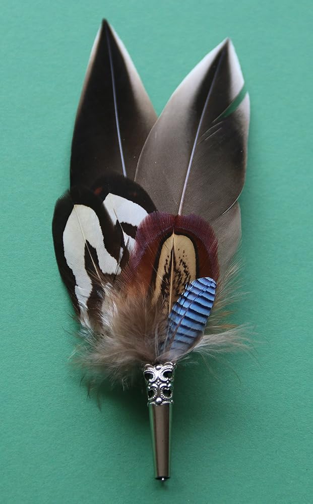 Piuma Per Cappello Breiter - Vera Piuma Di Anatra, Con Guaina E Ago, Design Tradizionale