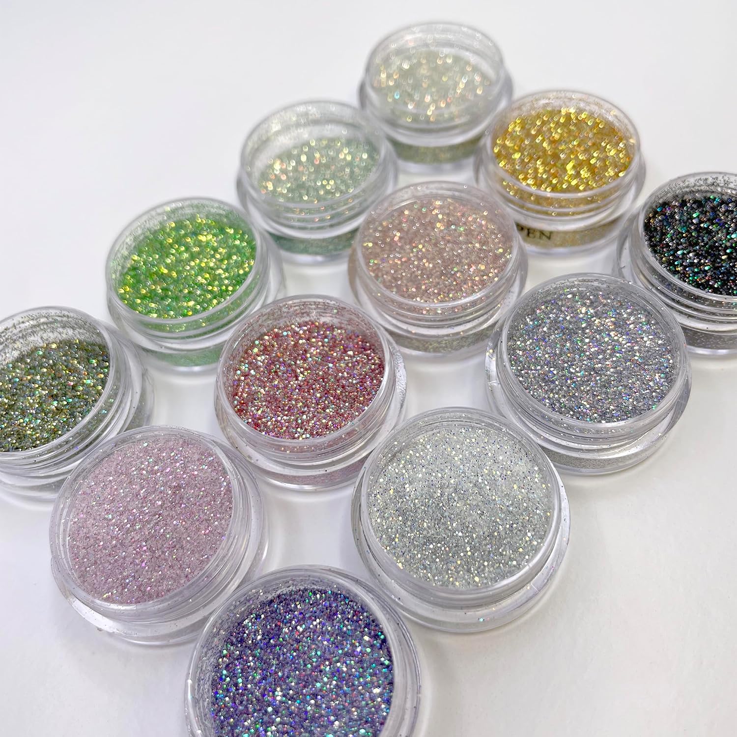Magic Holo Twinkle Flash Holographic Glitter Dust / 12 Jars, Holographic Nail Art Glitter Decoration, Ultra Sparkly Nail Glitter, Home DIY/Nail Salon Manicure