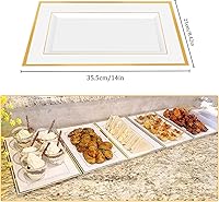 Vista 12 de 12 Pcs White Plastic Serving Trays, 14''x9'' Rectangle Dessert Trays for Dessert Table, Party Food Display Set Disposable Platters Cookie Cupcake