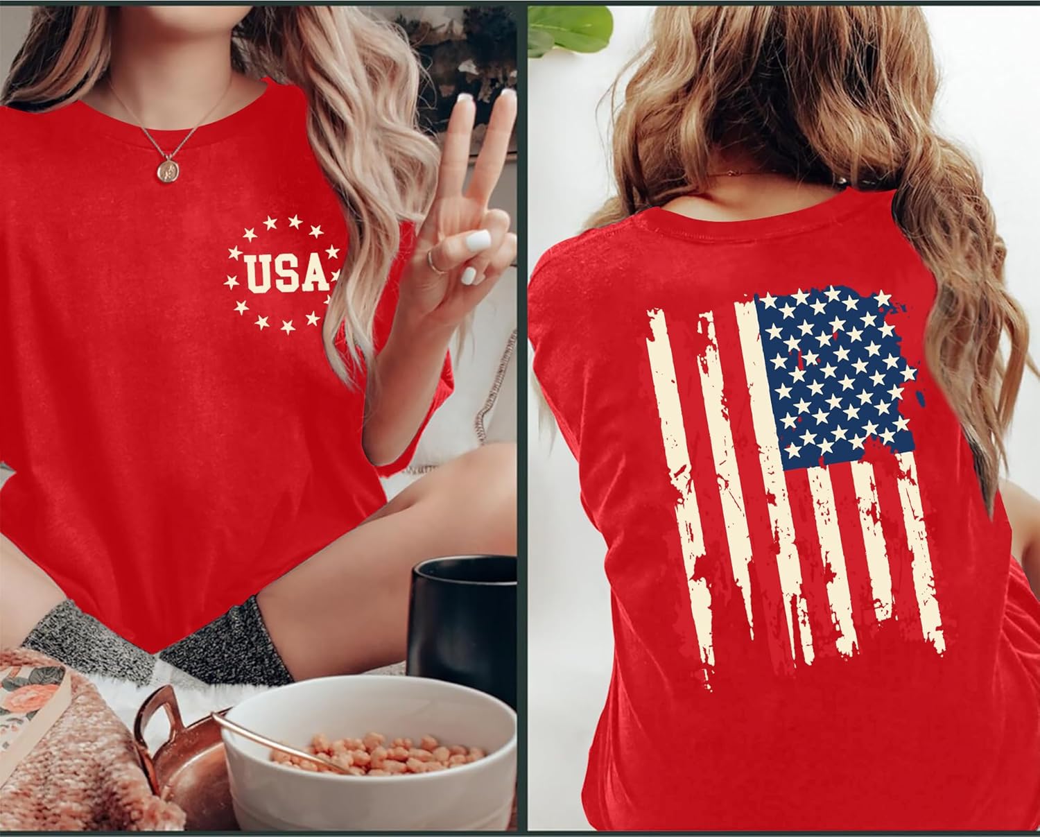 American Flag Shirt Women: Patriotic Shirt USA Flag Stars Stripes Print Short Sleeve T-Shirt 4th of July Tee Tops - Image 3