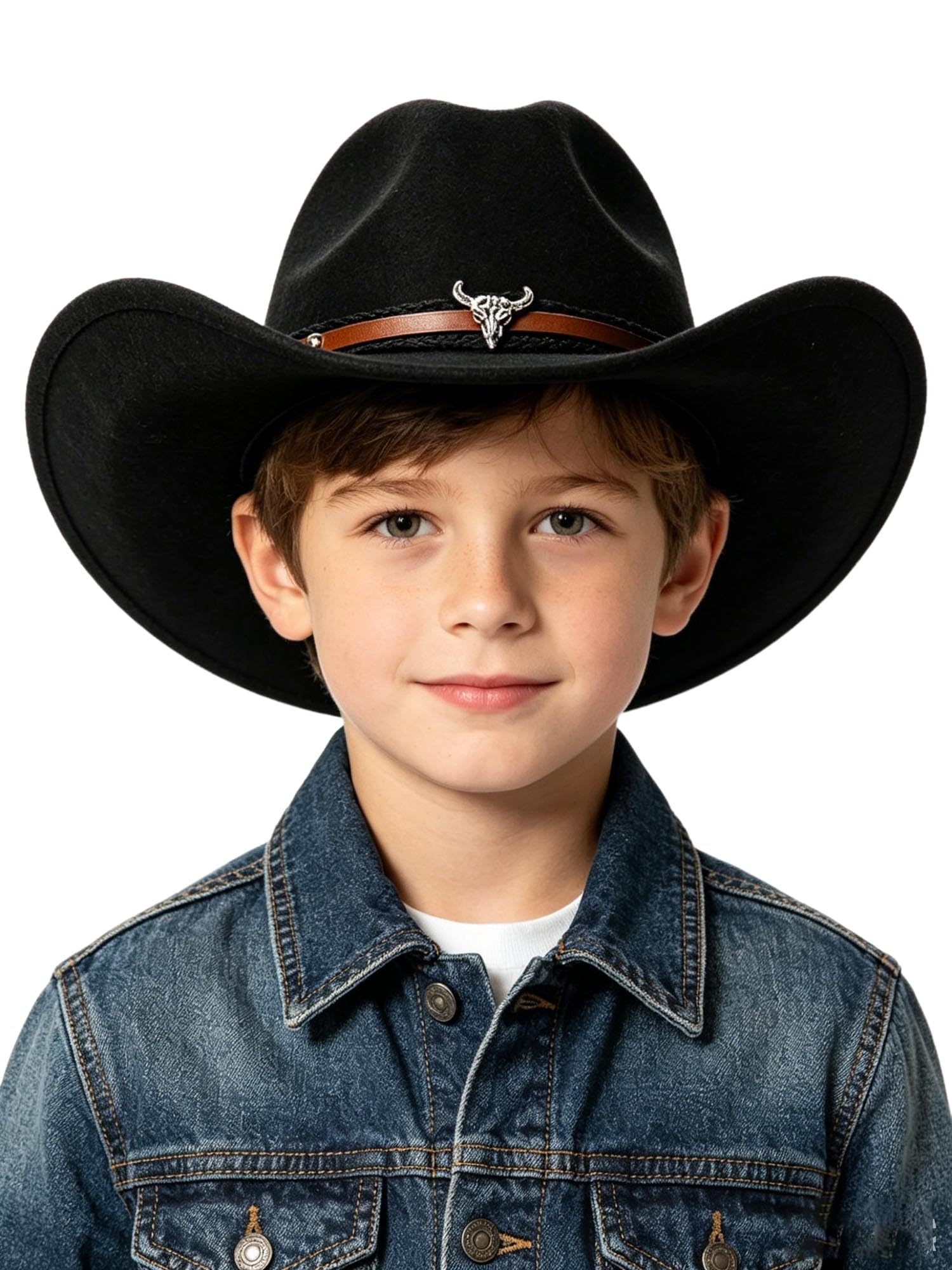Yruioon Kid Fur Felt Cowboy Hat Field Production Time Shoot Black One Size