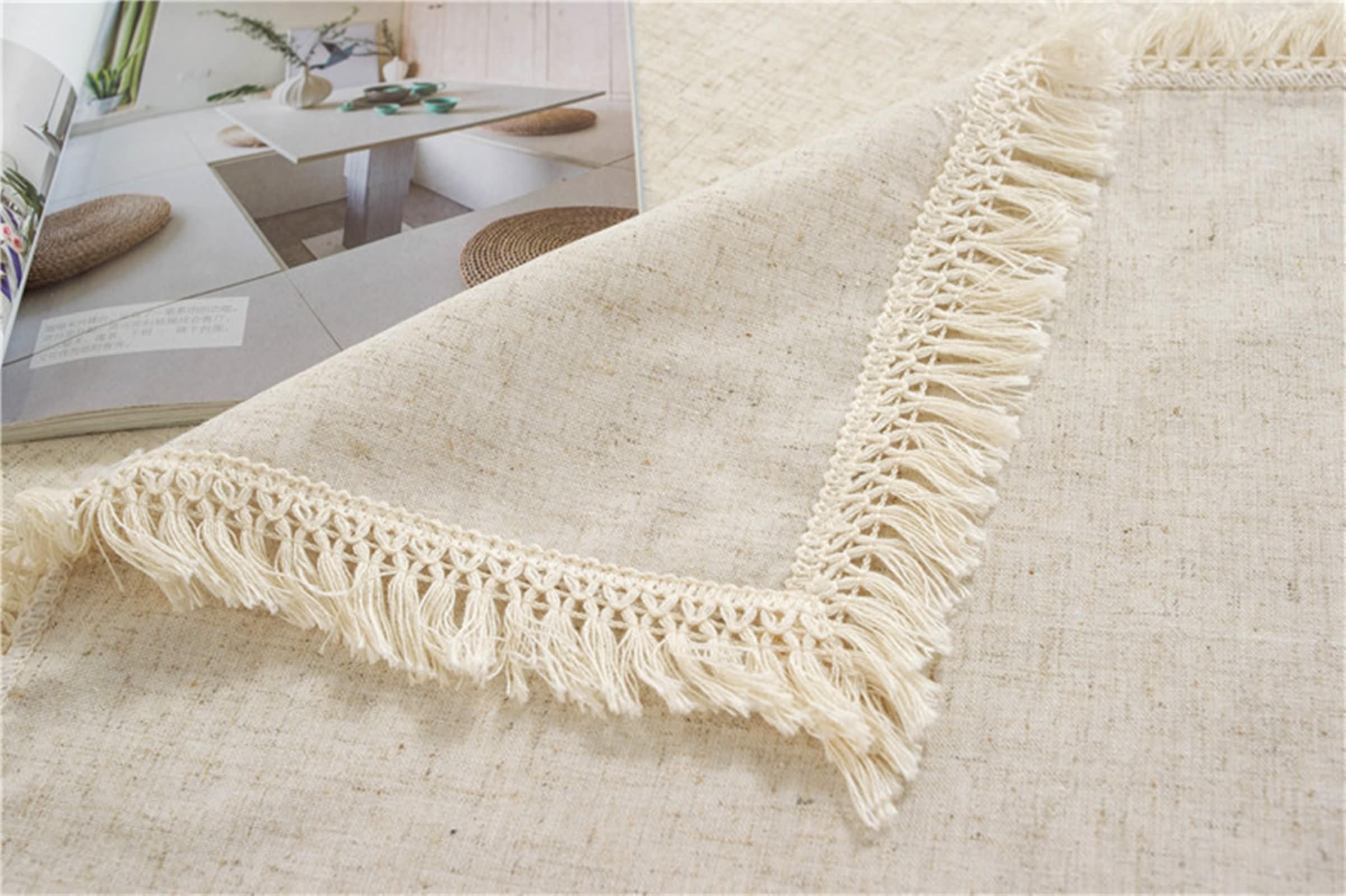 Tovaglia Decorativa Rettangolare, Tovaglie 140 x 180 cm Stile rustico semplice in Pizzo di cotone Tovaglia per Casa e Cucina, Tovaglia Elegante per PicnicBeigeStile 4
