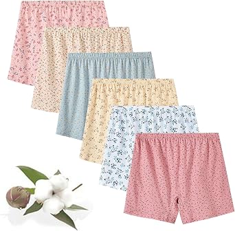 6pcs Cotton Womens Underwear Boxer Briefs Loose Soft Panties Shorts for Middle Elderly Ladies