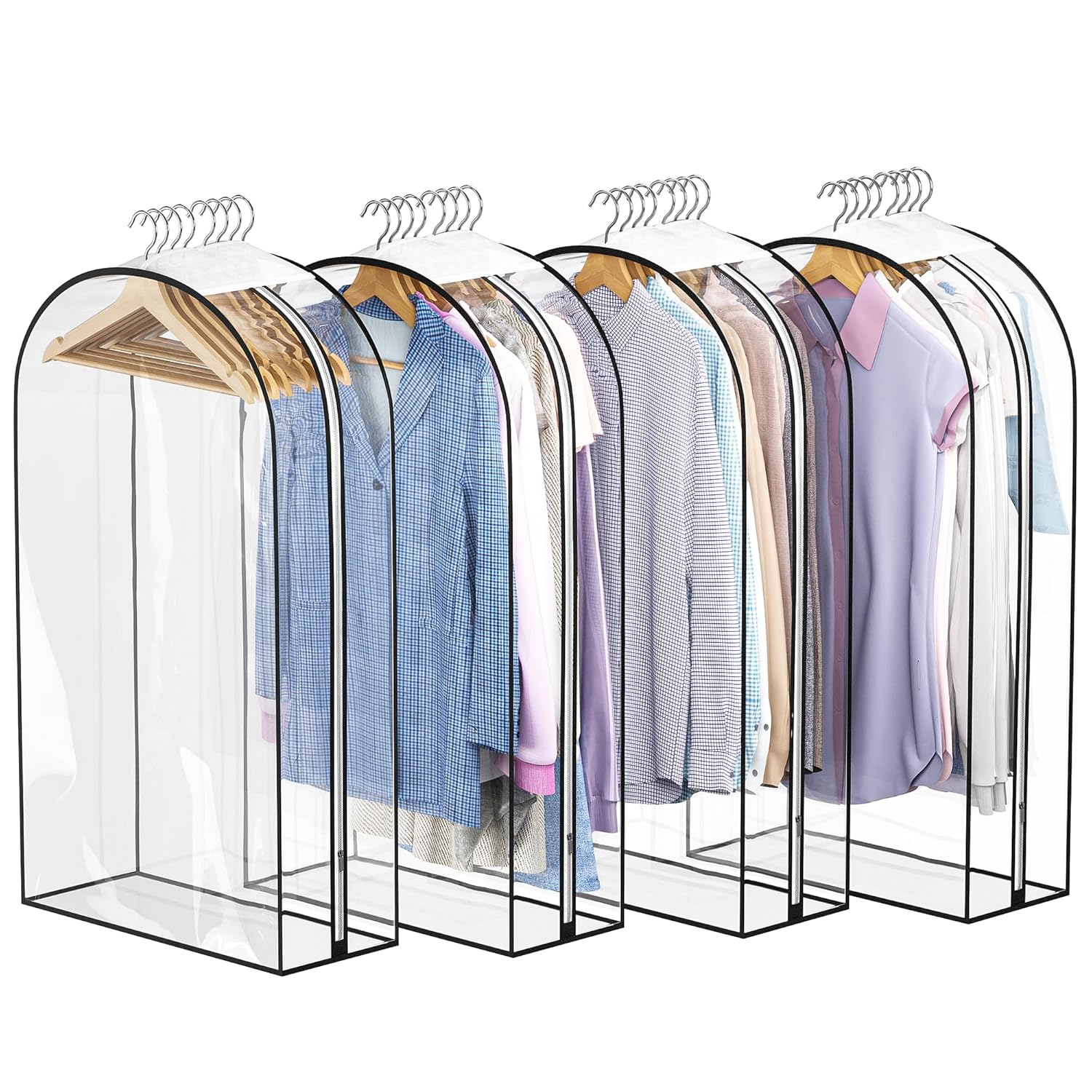 Clear Garment Bags for Hanging Clothes 10 Gusseted Suit Bags for Closet Storage Hanging Plastic Clothes Cover for