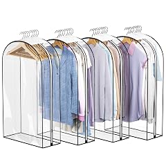 Clear Garment Bags for Hanging Clothes 10 Gusseted Suit Bags for Closet Storage Hanging Plastic Clothes Cover for