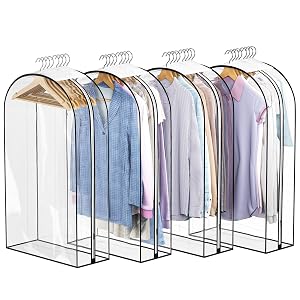 Clear Garment Bags for Hanging Clothes 10 Gusseted Suit Bags for Closet Storage Hanging Plastic Clothes Cover for