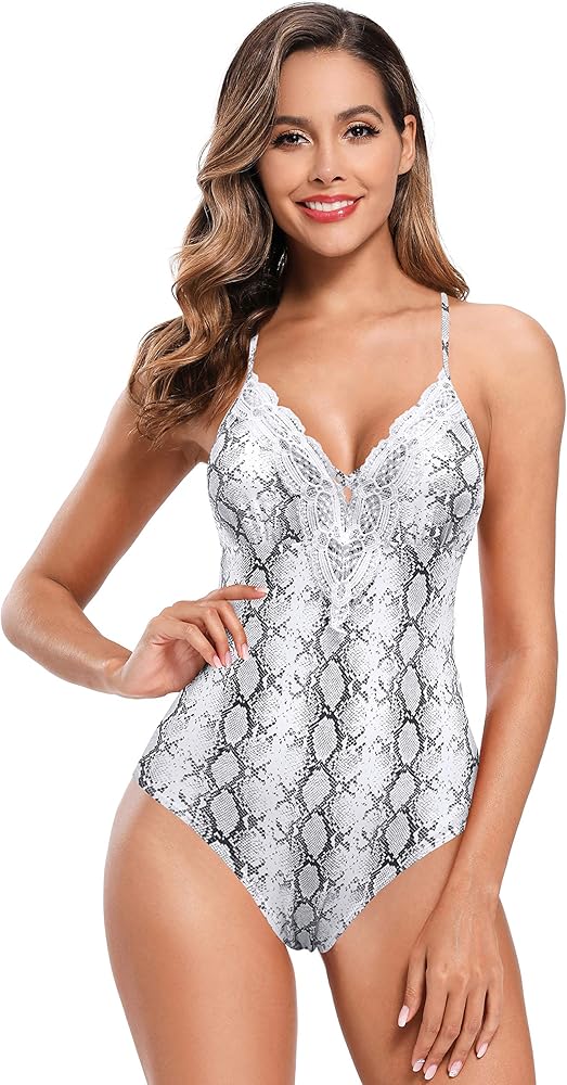 Shekini, costume da bagno per donna, intero, 82% poliammide, 18% elastan, color pelle di serpente 1182D