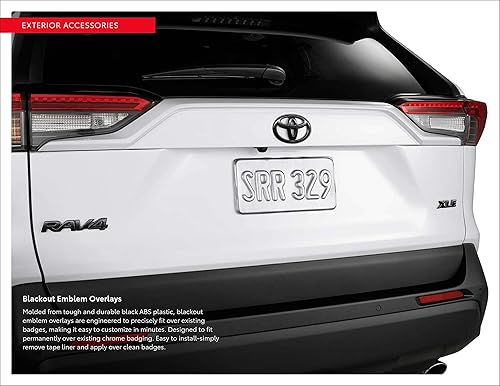 Toyota 2019 y más reciente RAV4 Hybrid XLE Kit de superposición de emblema opaco negro (PT948-42197-02)