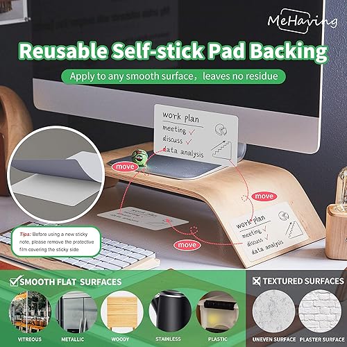 Miniatura 2 de Notas adhesivas de borrado en seco 3 x 5  12 calcomanías reutilizables para pizarra blanca en blanco para nevera, escritorio, oficina, suministros
