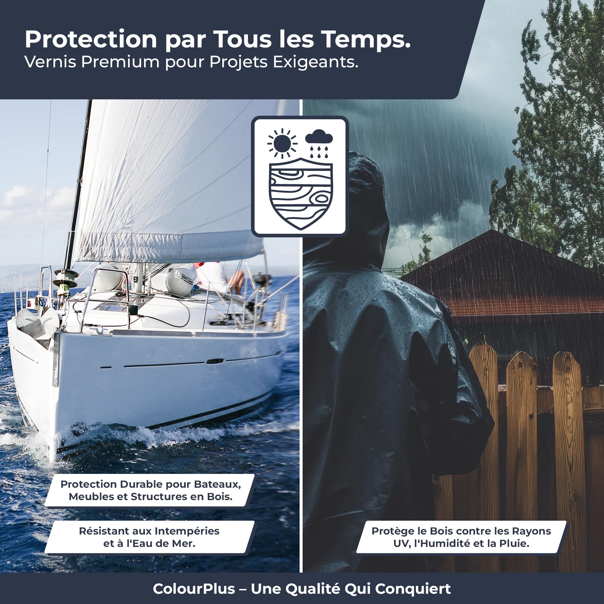 ColourPlus Vernis Marin 750 ml - Transparent - Vernis bois extérieur brillant, résistant à l'eau et intempéries | Pour bateaux, fenêtres, meubles et jardin | Résistant aux UV