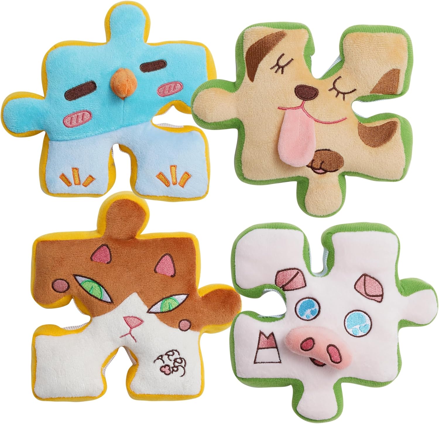 Nocciola Tearable Rip Pull Apart Squeaky Dog Puzzle Toys, 4 in 1 Enrichment Interactive Plush Stuffed Crinkle Chew Toys for Small Medium Large Breeds