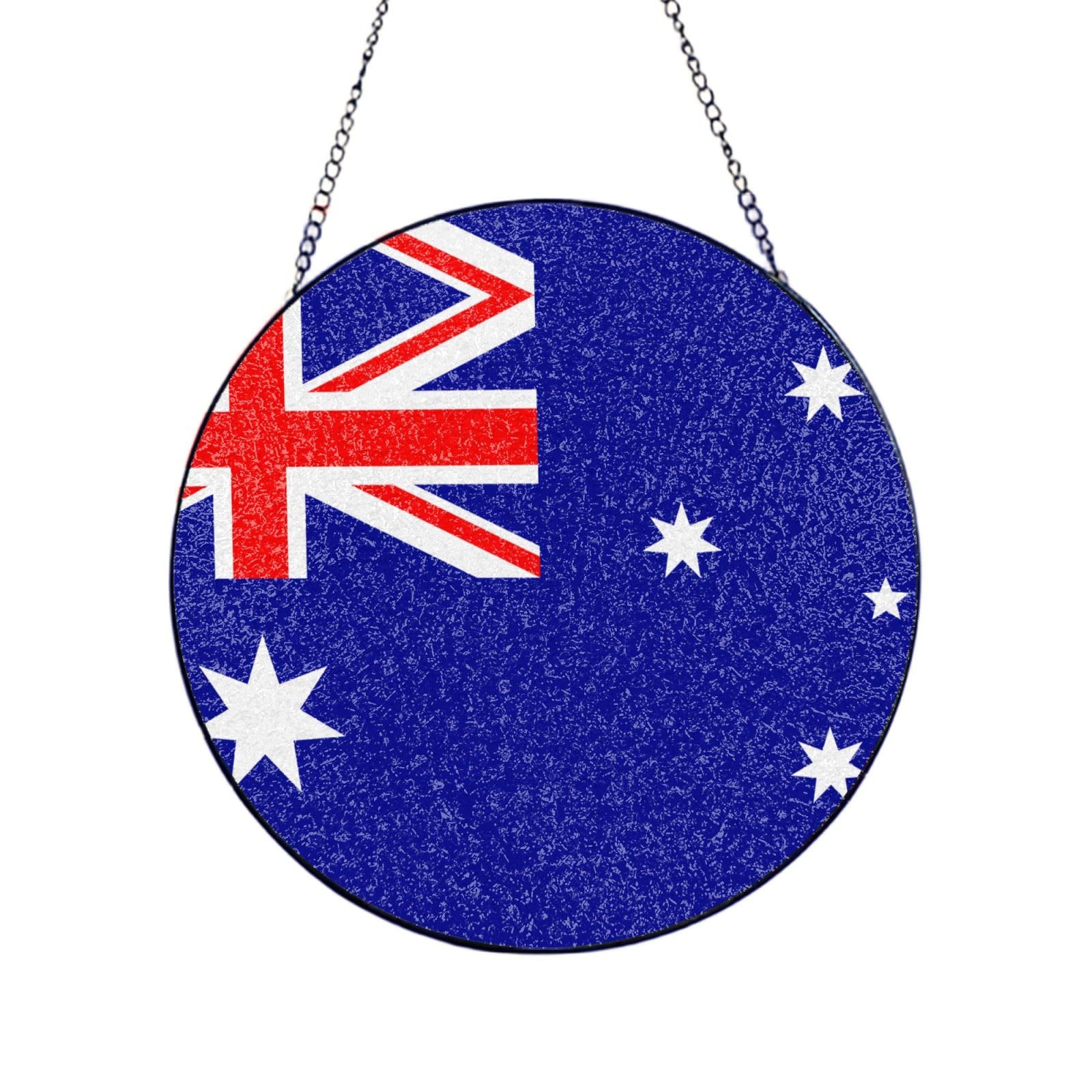 Phayah Australian Flag Print Glass Window Hanging Sun Catchers Suncatcher Decor For Birthday For Home Garden Porch 6in（15cm）