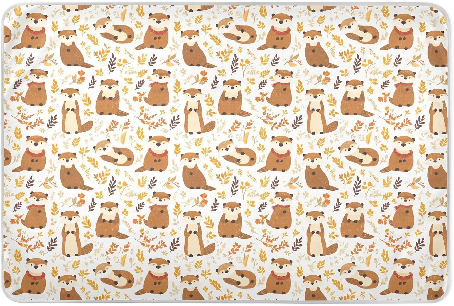 Autumn Orange Otters Extra Large Resuable Diaper Mats Soft Absorbent Mattress Pad Slip-Resistant Cradle Mattress for Children Adults Pets , 52" L x 34" W