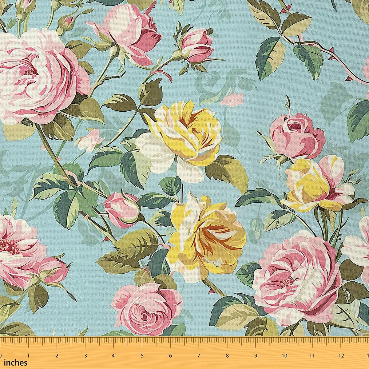 Homemissing The Yard - Tessuto floreale vintage per bambini, 460 x 150 cm, con rose botaniche, impermeabile, per tappezzeria a tema giardino primaverile