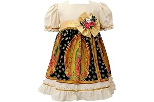 Toddler Baby Girl Dress Virgin of Guadalupe Golden Guadalupana Cotton Handmade Traditional