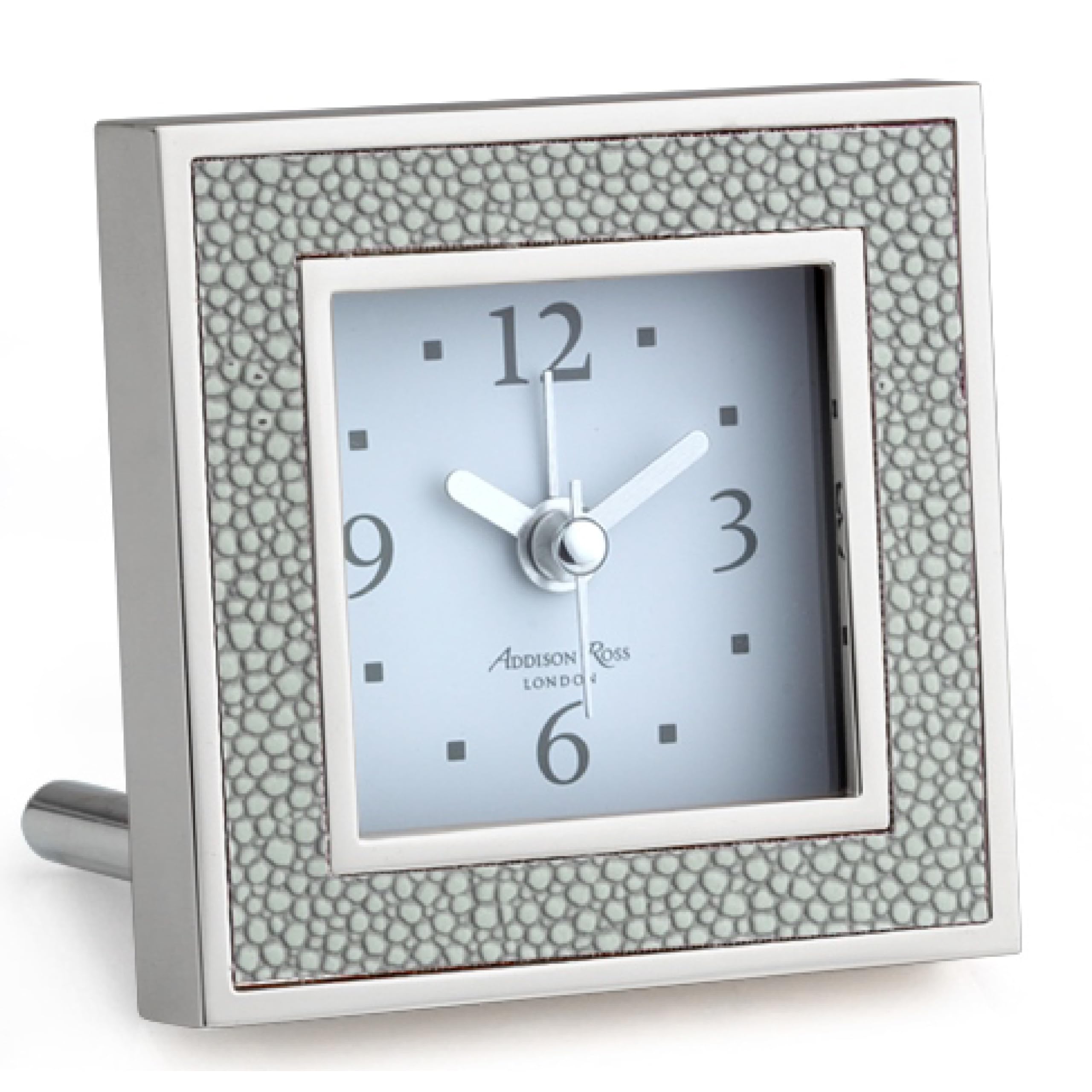 Addison Ross Ltd Uk Grey Shagreen Square Silent Alarm Clock