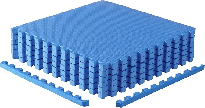 CAP 24-Inch EVA Interlocking Puzzle Mat, 1-Inch, Blue T Pattern, 1-Pack
