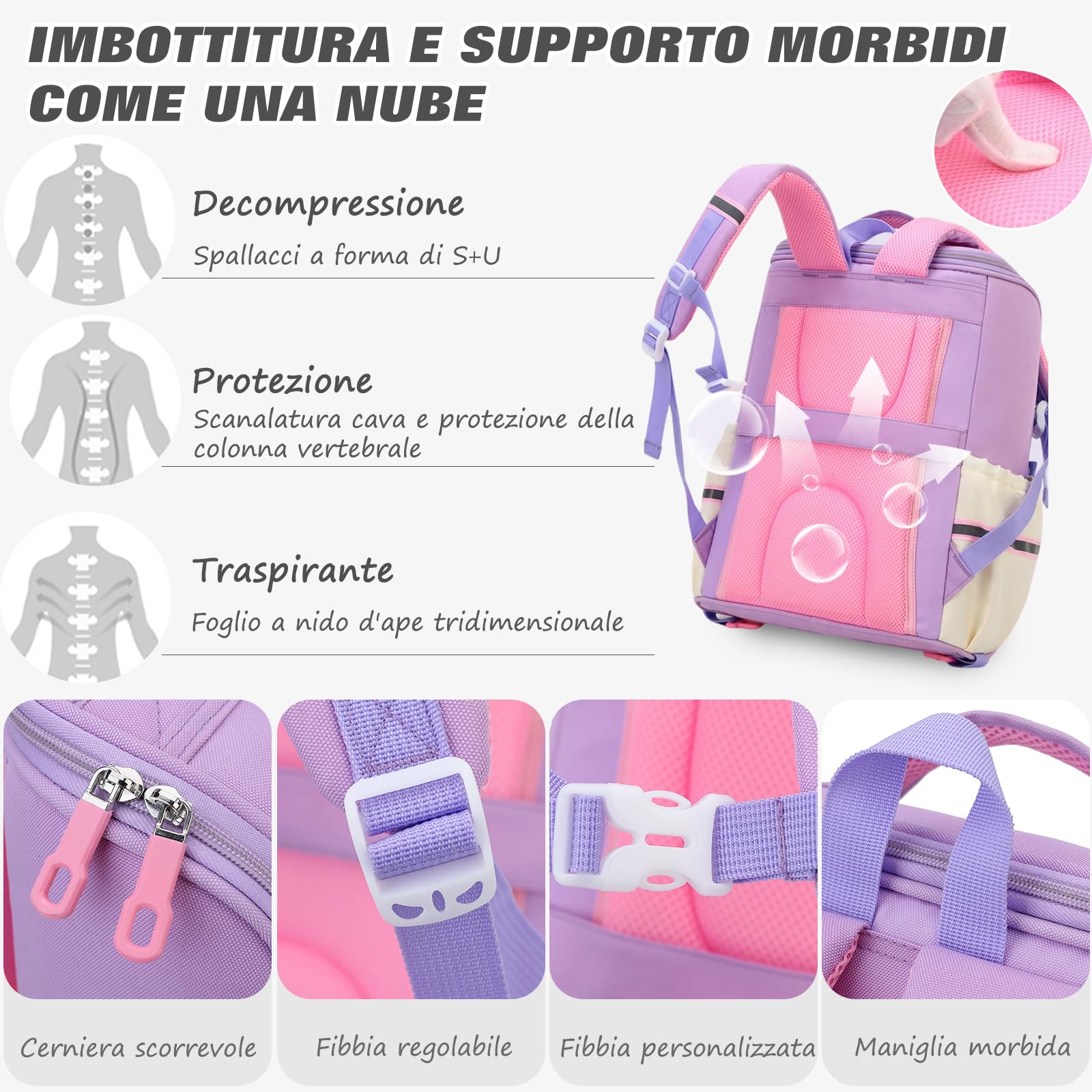 FANDARE 2-in-1 Zaino trolley Zainetti per bambini stampa cartoon scolastico