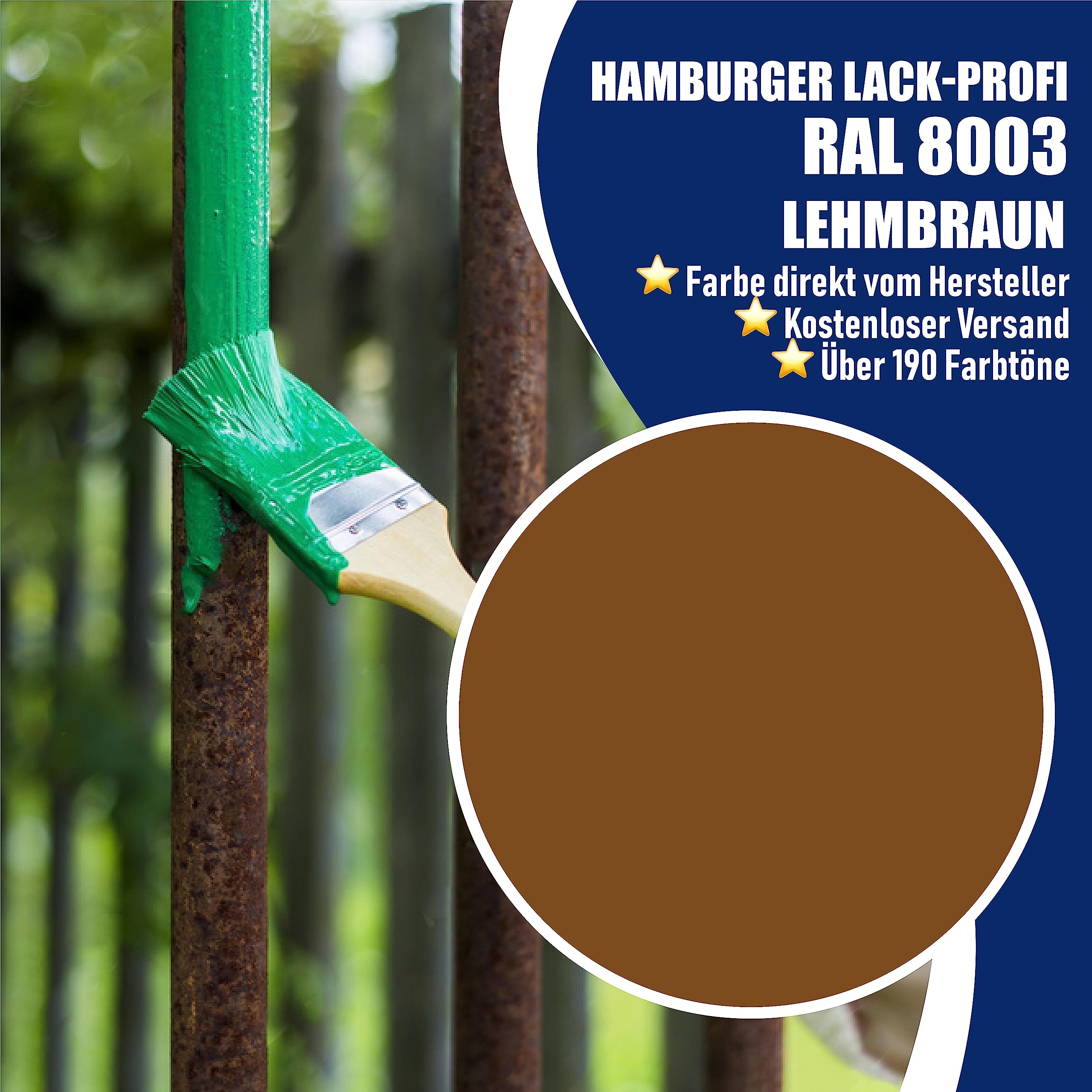 Metallschutzlack MATT Lehmbraun RAL 8003 Braun Metallschutzfarbe Metalllack Metallfarbe // Hamburger Lack-Profi (1 L)