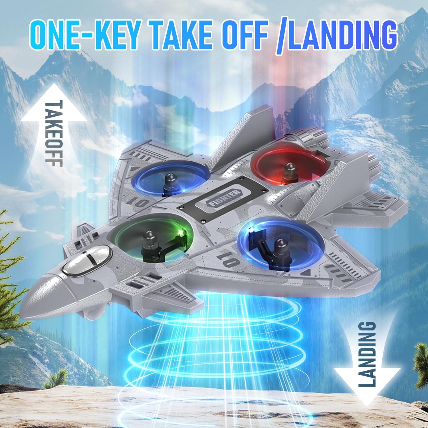 RC Plane Remote Control Airplane for Kids Aged 8+, RC Planes Foam Drones for Adult Kids, Fighter Jet Toy with Lights 360°Flip and Rotation Stunts, Airplane Toy Gifts for Boys