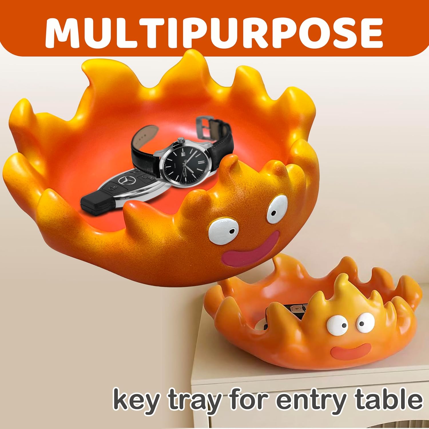 Heavy Bowl for Puppy Dog Not Move, Cute Amine Calcifer Fire Bowl for Pets Great