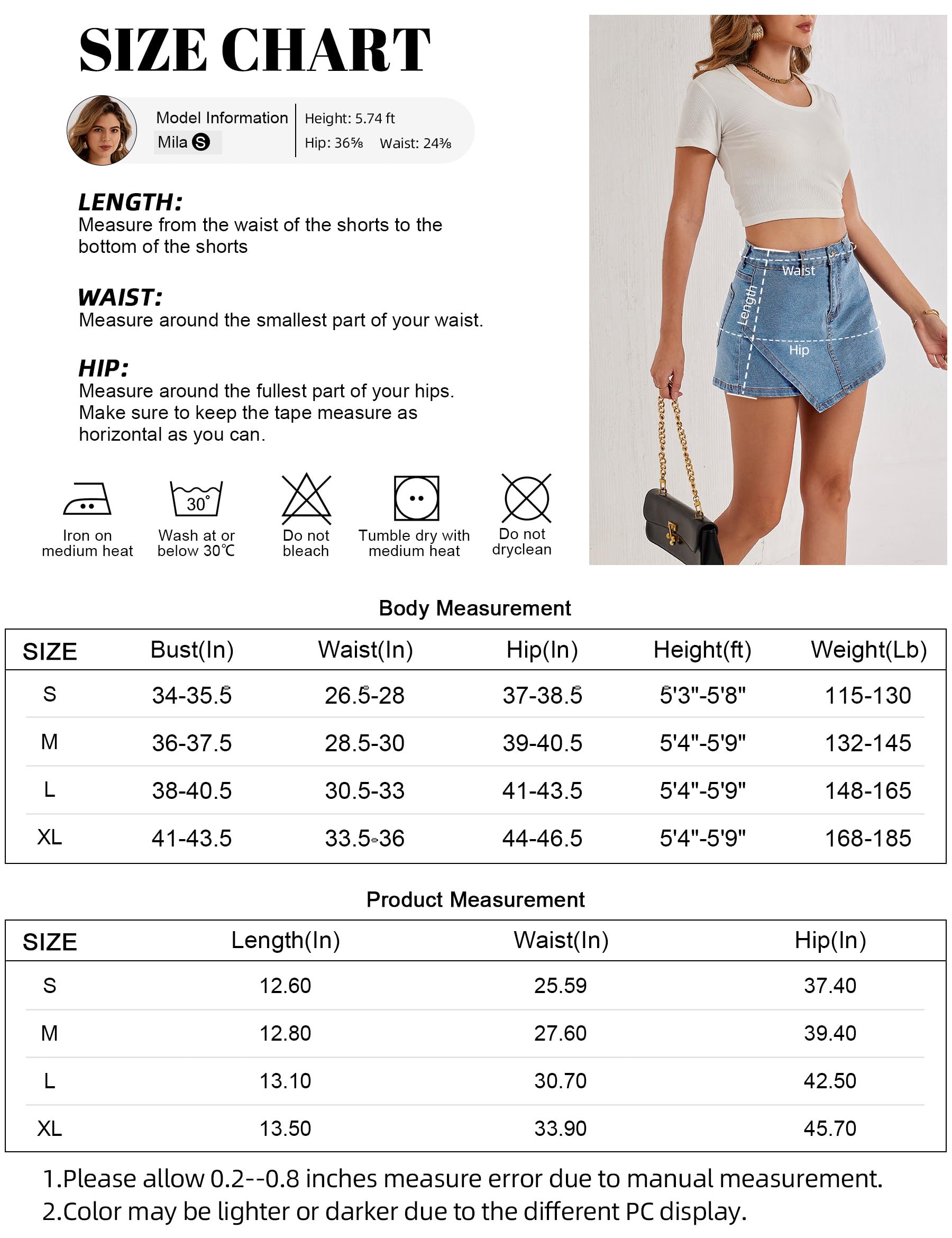 Fengbay Falda pantalón de mezclilla para mujer, cintura alta, elástica, minifalda de mezclilla casual de moda con bolsillos, Reino Unido