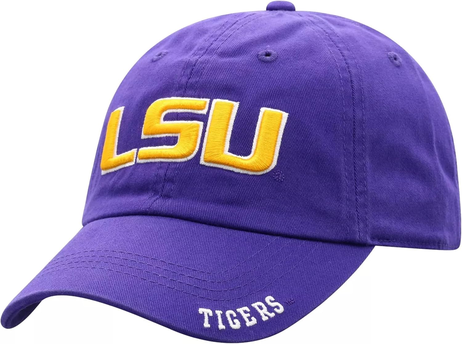 Officially Licensed LSU University Classic Edition Hat Adjustable Relaxed Fit Tigers Team Logo Embroidered Cap (Purple)