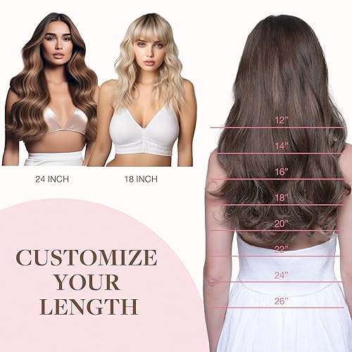 Miniatura 7 de GOO GOO Extensiones de cabello humano real con alambre, 22 pulgadas, 4.06 oz, color marrón chocolate, extensiones de cabello invisible con hilo