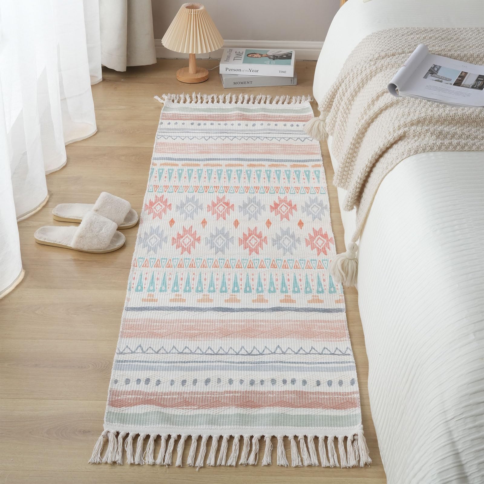 Area Rugs For Living Room Bedroom, Cotton Linen Floor Mat, Heber 50x160cm