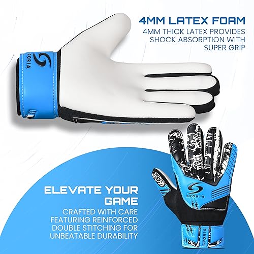 Miniatura 4 de SPORIA Guantes de portero para jóvenes con doble protección para la muñeca, guantes de fútbol para niños, material de látex antideslizante, guantes