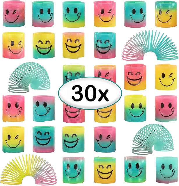 30 Spring Party Bag Fillers Rainbow Fidget Mini Smile Toys for Pinata Party Favour for Kids Boys Girls